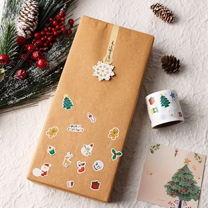 Christmas stickers and washi tape set featuring Santa Claus, reindeer and tree decorations