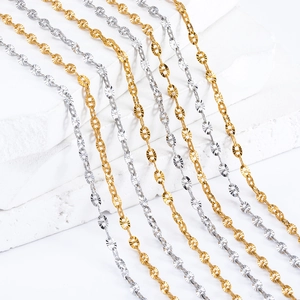 Polished stainless steel jewelry chains in gold and silver finish for DIY necklaces