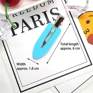 Sky blue 6cm duckbill hair clip for DIY crafts shown with precise dimensions on card
