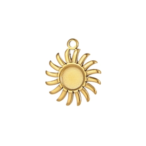 Goldener Sonnenanhänger aus Titanstahl im Retro-Stil für Halsketten und Armbänder