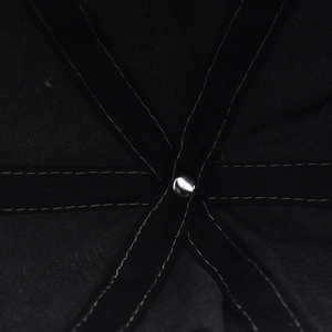 Macro detail of the six-panel interior crown with reinforced seams and metal top button