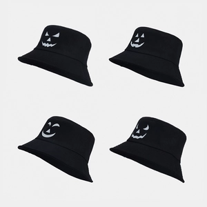 Halloween Pumpkin Ghost Face Luminous Cotton Bucket Hat Glow In The Dark Unisex Sunshade Basin Cap For Party