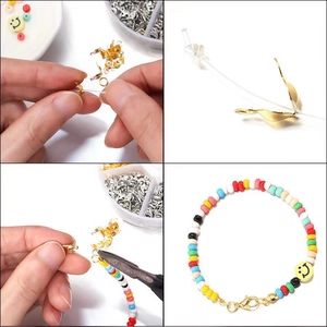 Comprehensive DIY jewelry kit with colorful beads, lobster clasps and craft tools
