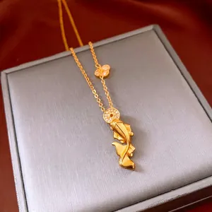 Koi Fish Goldfish Pendant Necklace Copper Brass With Cubic Zirconia Inlaid Chinese Style Vintage Jewelry Gift For Women