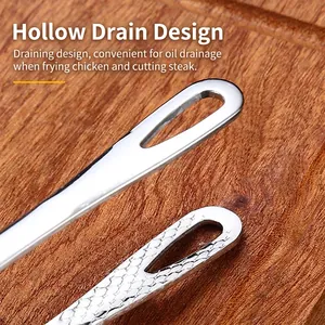 Polished stainless steel BBQ tong handle with non-slip texture and hanging hole