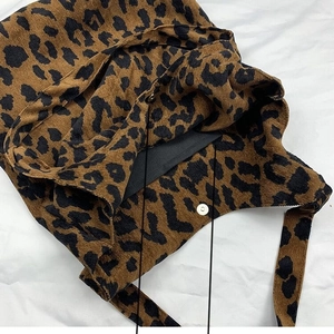 Chic leopard print corduroy tote bag with magnetic clasp and internal zip pocket