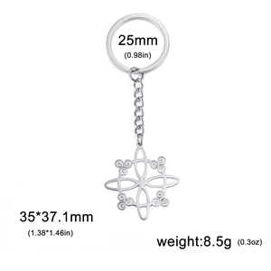 Stainless steel Celtic knot keychain with witch knot pendant and secure key ring