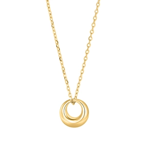 Minimalist titanium steel gold necklace with a sleek hollow circular pendant on a fine chain