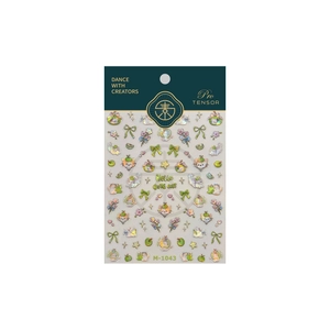 Cute cartoon cat nail art stickers M-1043 featuring bows and stars in premium packaging