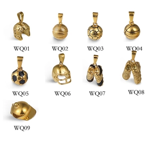 Hip hop sports pendants set in 24K gold plated stainless steel with ball and shoe shapes