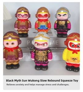 Collection of six Black Myth Wukong squishy slow rebound stress relief toy figures