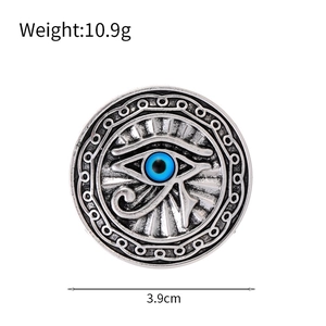 Silver Eye of Horus brooch pin with blue evil eye design and dimensions 3.9cm 10.9g
