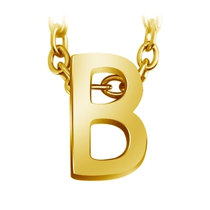Polished gold letter B pendant necklace in minimalist stainless steel for women