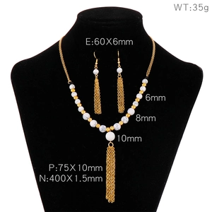 Dettagli del set gioielli boho in lega dorata con perle di marmo e specifiche delle misure