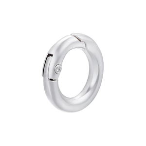 Close-up of a silver polished spring ring clasp for DIY jewelry necklace making