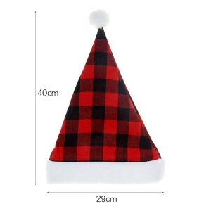 Detailed size chart of red and black plaid Christmas hat measuring 40cm by 29cm