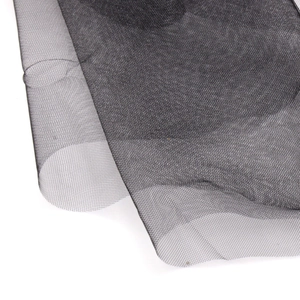 Close-up detail of lightweight black mesh wedding veil fabric with fine texture
