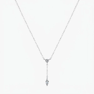 Collier En Y En Argent Sterling 925 Pour Femmes Avec Zircone Ronde Et Marquise Chaîne À Pampilles Géométriques