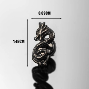Vintage silver dragon ear stud in stainless steel with detailed scales and 1.49cm height