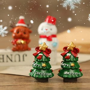 Christmas resin miniatures featuring Santa tree and deer figurines for holiday home decor