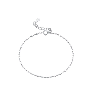 Minimalist S925 sterling silver bracelet with small square cylinder links on white background
