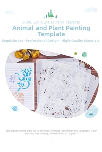 Detail of laser-cut floral and butterfly stencil sheets for DIY journal painting and crafts