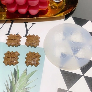 Silicone mold for DIY mini waffle desserts and scented candles with 4 grid cavities