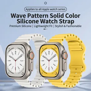 Dual wave silicone bands for Apple Watch in white and yellow colors with Ultra case
