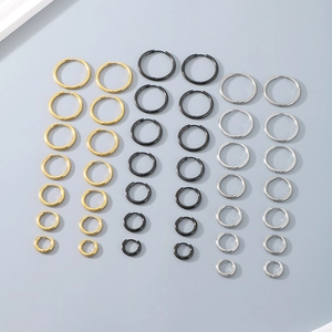 Polished geometric titanium steel hoop earrings in gold, silver and black assortments