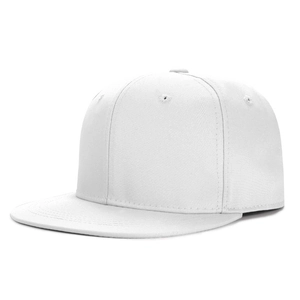 Cappellino da baseball hip-hop bianco a tesa piatta con design strutturato a sei pannelli