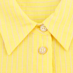 Camicia a righe giallo limone a maniche lunghe da donna con colletto a punta e bottoni