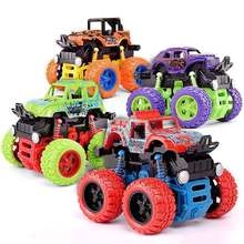 Detailed set of 4 inertia off-road monster trucks in orange, purple, green, and red colors