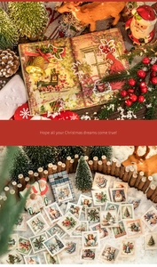 Autocollants de Noël vintage pour scrapbooking avec motifs de renne et de Père Noël