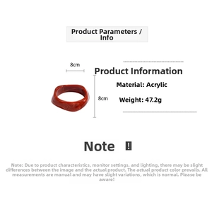 Detail view of red marbled acrylic bangle with dimensions 8cm x 8cm and weight 47.2g