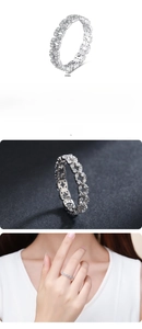 Macro detail of S925 sterling silver ring with white zircon stones weighing 1.5g