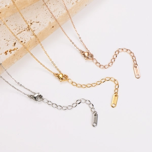 Three gourd pendants on O-chains in gold, rose gold, and silver 18KGF stainless steel