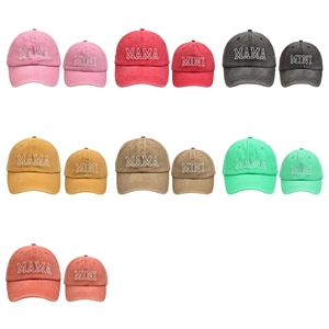 Matching MAMA and MINI embroidery baseball caps in seven solid colors for parent and child