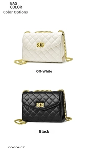 Classic quilted chain bag detail in beige and black with gold hardware and locks