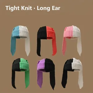 NO ORANGE collection: Cute long rabbit ear knitted hats in vibrant contrast colors