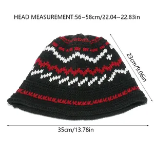 Size chart for knit bucket hat showing 23cm height and 56-58cm head circumference