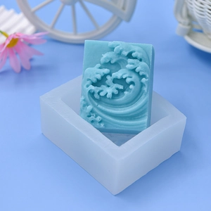 Silicone Cake Soap Mold Sea Wave Pattern Embossed 3D Rectangular DIY Handmade Aromatherapy Candle Plaster Decor