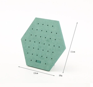 Green hexagonal jewelry stand showing 11x13cm dimensions for earring display