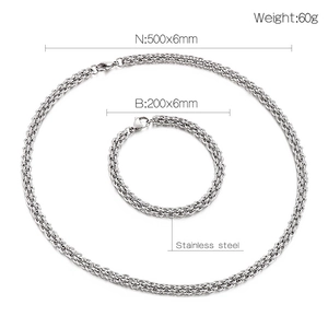Detailed size chart for stainless steel lantern chain necklace and bracelet set