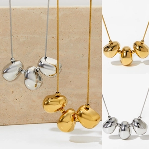 Edelstahl Halskette Organische Kiesel Anhänger Spiegelpoliert Schlangenkette Geometrischer Minimalist Schmuck Für Damen