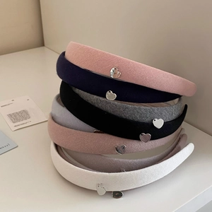 Lot de serre-têtes rétro en tricot avec pendentif cœur en plusieurs couleurs douces
