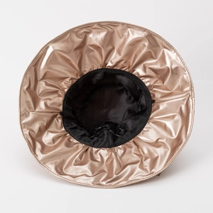 Women's UV protection sun hat with wide brim and elegant bowknot in champagne gold