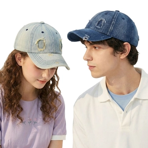 Distressed Washed Denim Baseball Cap Retro Ripped Holes Adjustable Cotton Trucker Hat For Men Women Casual Streetwear