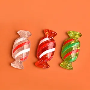 Miniature Striped Candy Charms With Glitter Sequins Resin Flatback For DIY Crafts Christmas Desktop Ornaments Cute Kawaii