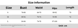 Size guide table for mesh patchwork bodycon dress including bust and waist measurements