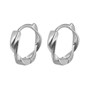 Elegant 925 sterling silver Mobius twist stud earrings with polished finish on white background